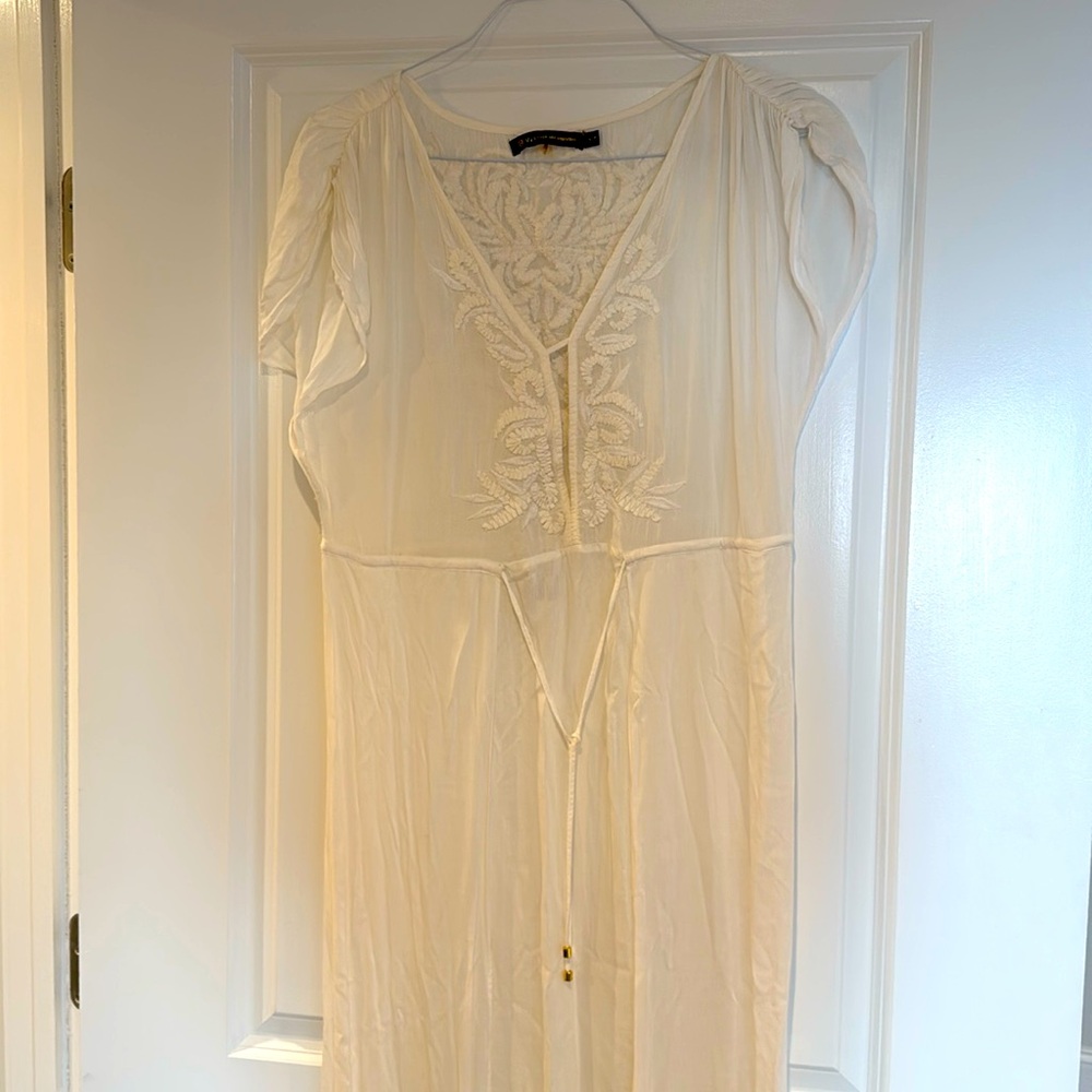 Vix Paula Hermanny Women's Solid White Agata Long Caftan Cover Up
